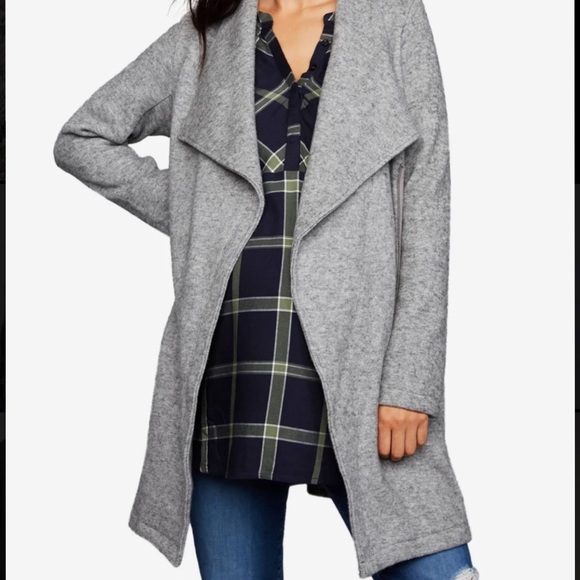 BB Dakota Soft Brushed Drape Front Maternity Jacket Grey Size XS - Picture 1 of 7